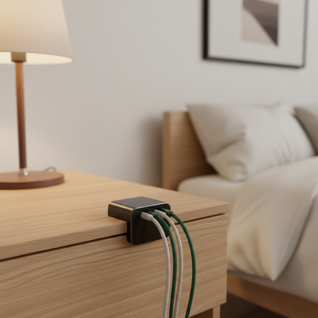 Nightstand Cord Clip Holder