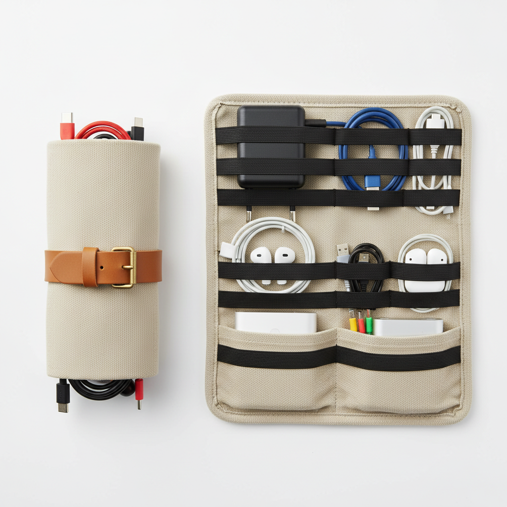 Roll-Up Canvas Cord Holder